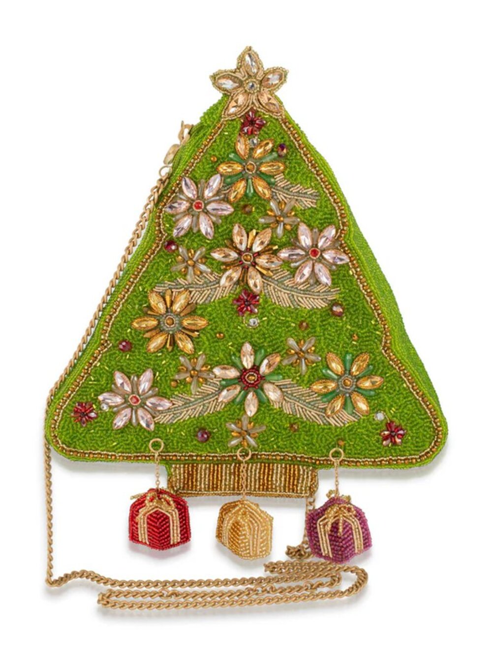 Mary Frances Decked Out Beaded Christmas Tree Handbag Floral Bag Green Purse NEW